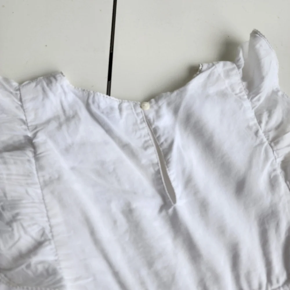 H&M Girls White Cotton Ruffled Summer Dress  Sundress Cap Sleeves Sz 6